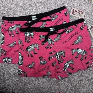 NWT Lazy One Sleeping Zebras womans boxers Juniors Size Large